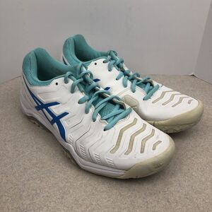 Asics Women's Gel Dedicate 8 Tennis Shoes White‎ Teal Blue Size 8.5